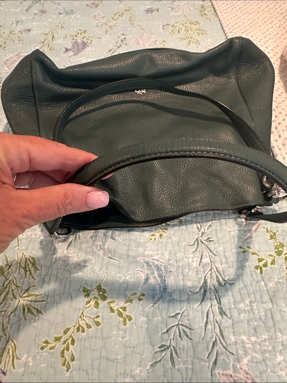 Coach Green Pebbled Leather Shoulder Hobo with Matching Wallet - Picture 11 of 11